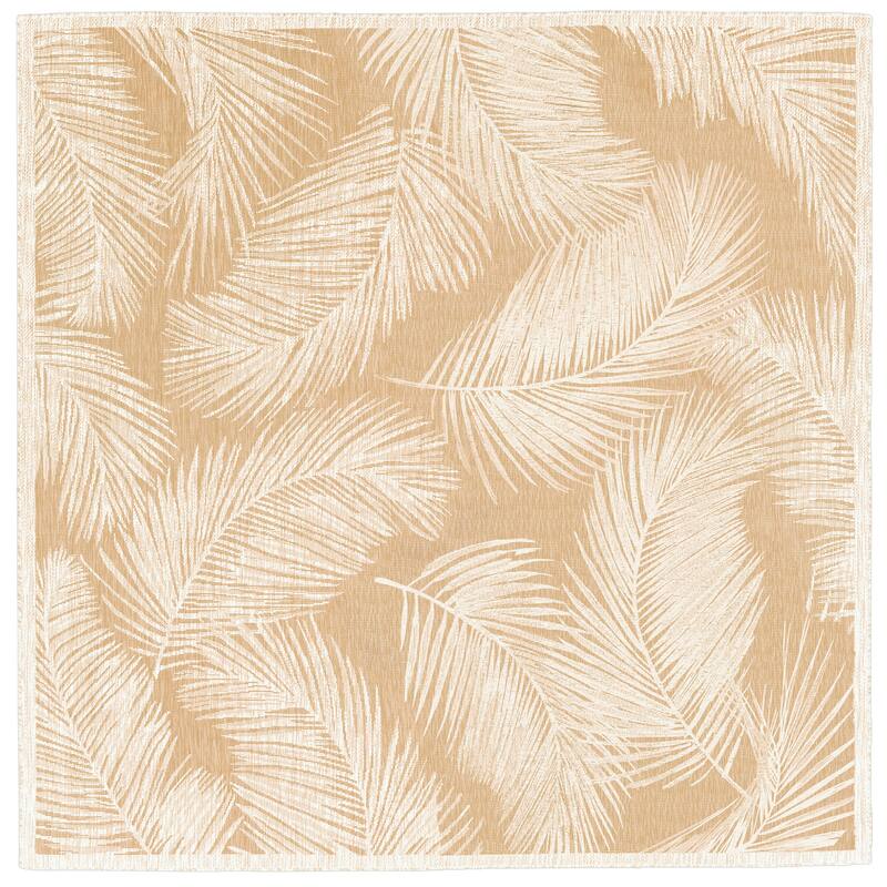 Liora Manne Carmel Fronds Indoor/Outdoor Rug - 7'10" Square - Sand