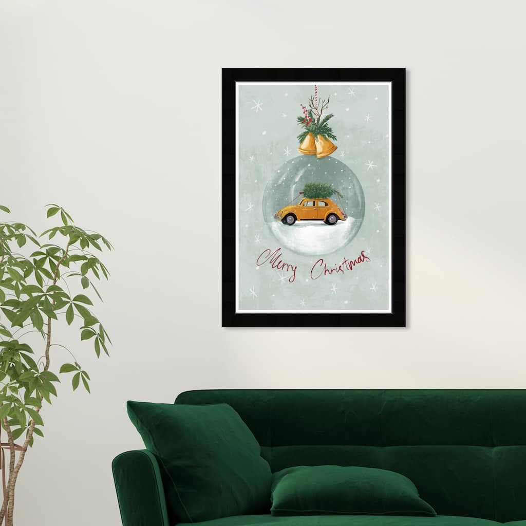 Wynwood Studio Prints Holiday and Seasonal Holiday Bells Sphere Blue and Teal Modern & Contemporary Wall Art Canvas Print