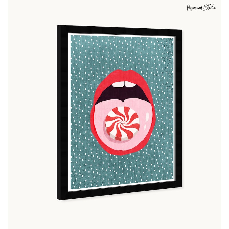 Wynwood Studio Peppermint Licks Framed Trendy Retro Kitchen And Living Room Art Prints