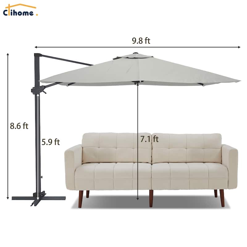 10FT Square Cantilever Patio Umbrella with Base