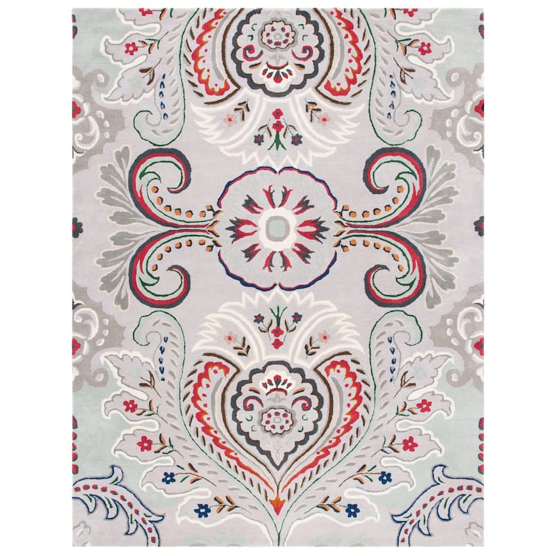 SAFAVIEH Handmade Bella Manjulata Floral Wool Rug - 8' x 10' - Grey/Red