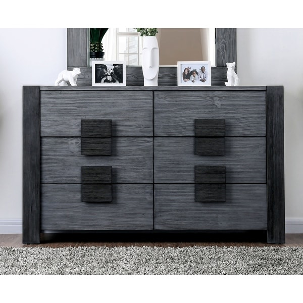 Shaylen Rustic 60 inch Wide Wood 6 Drawer Dresser by Furniture of
