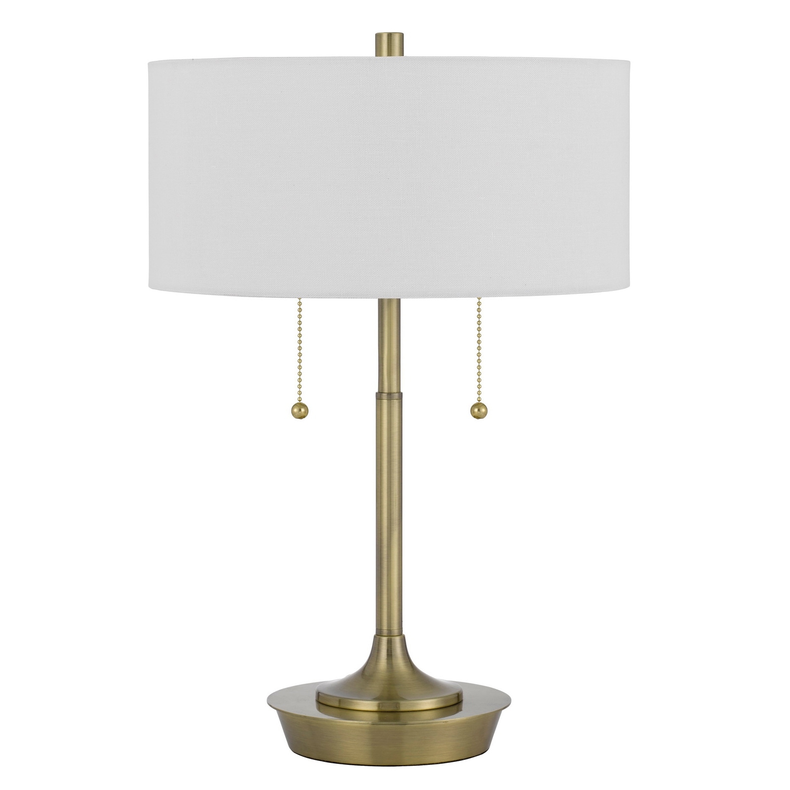 Kendal metal table lamp with pull chain switch, drum fabric shade - One Size