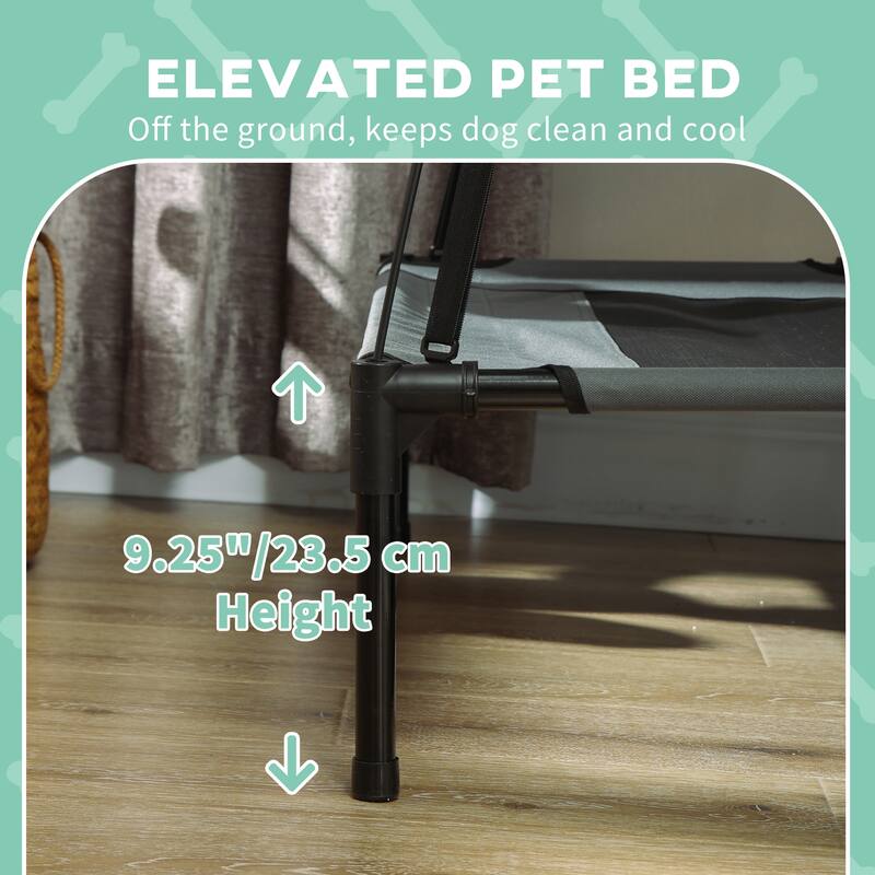 PawHut 48" x 36" Elevated Dog Cot Cooling Pet Bed With UV Protection Canopy Shade