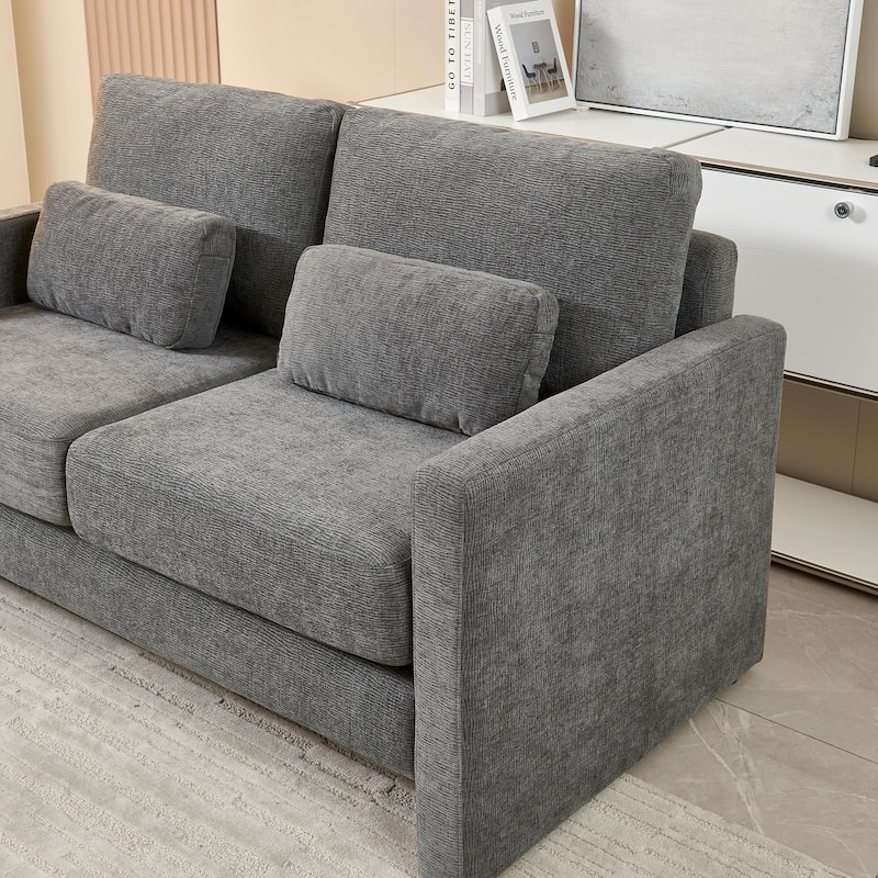 Love Seat with Back Cushions for Bedroom, Accent Sofa Couch with Square Armrests, Multifunctional 2-Seat Settee