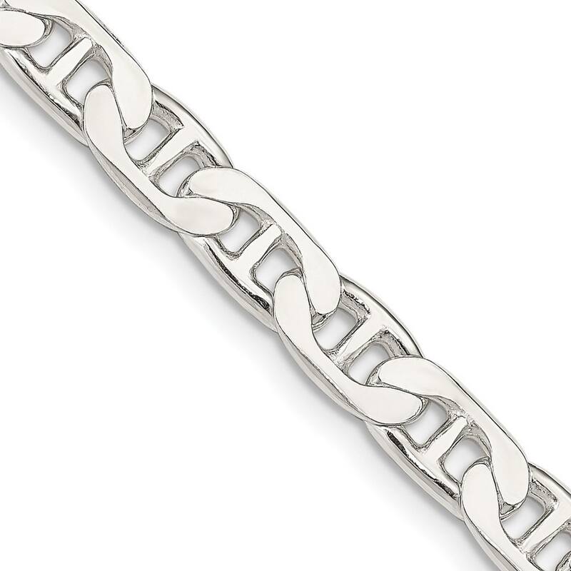 Curata 925 Sterling Silver 6.5mm Mariner Anchor Chain Necklace for Men