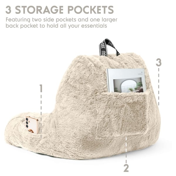 dimension image slide 23 of 25, Empyrean Furs Reading Pillows for Sitting in Bed Adult & Kids, Sit Up Back Support Pillow for Bed Rest