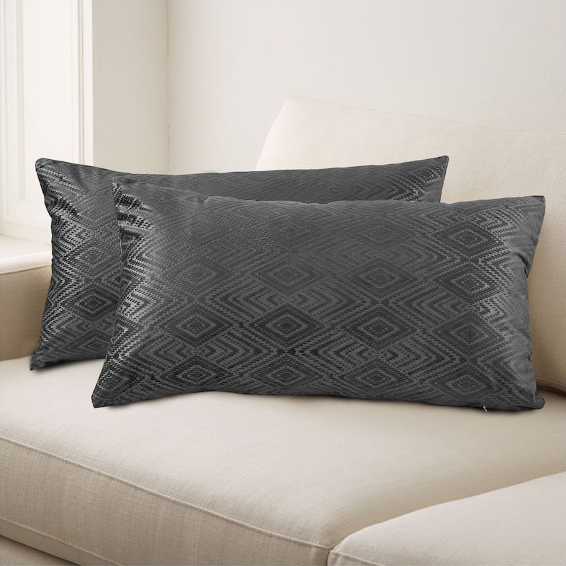 Tonopah Ikat Velvet Throw Pillow Cover Set, NO INSERT - 14" x 26" - Gun Metal