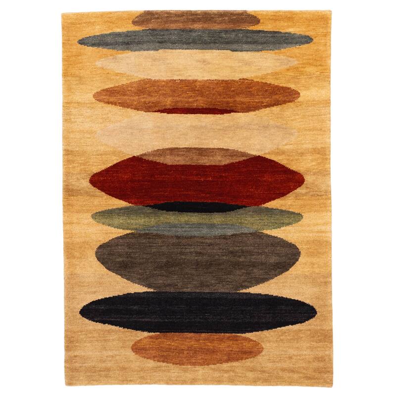 ECARPETGALLERY Hand-knotted Peshawar Ziegler Light Gold Wool Rug - 5'1 x 7'0