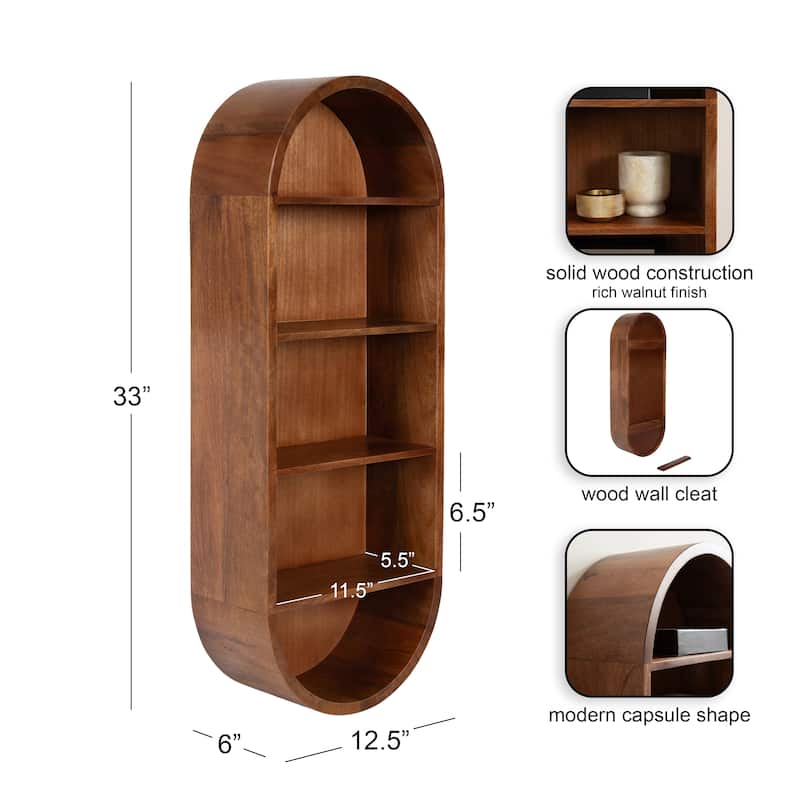 Kate and Laurel Hutton Wood Capsule Wall Shelf