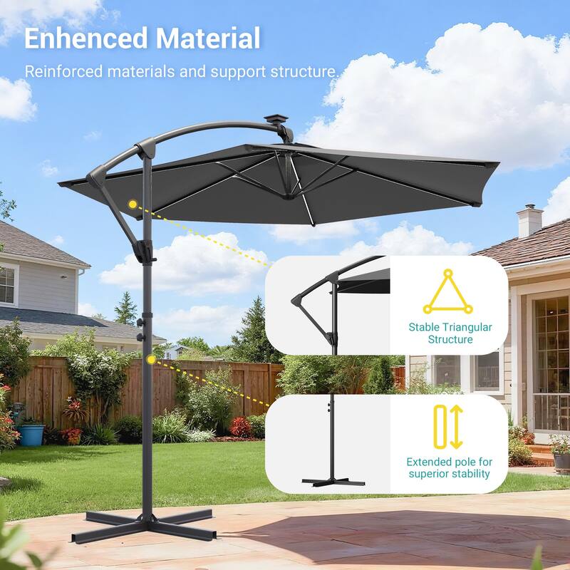 Sonkuki Outdoor 10FT LED lighted Patio Offset umbrella for Garden