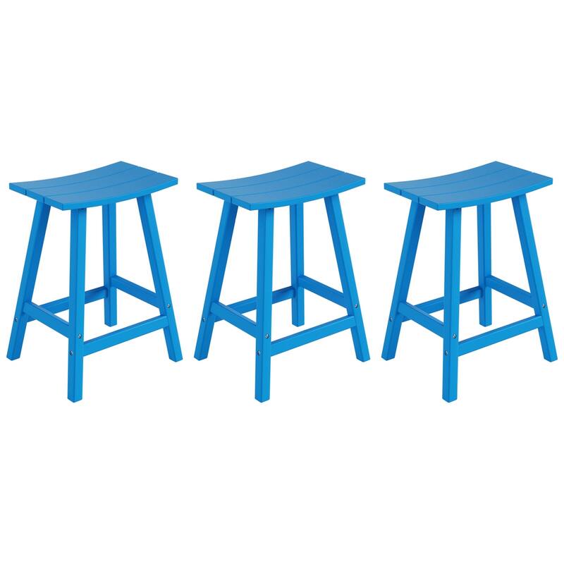 Polytrends Laguna Hdpe All Weather Outdoor Patio 24" Saddle Seat Counter Stool (Set Of 3)