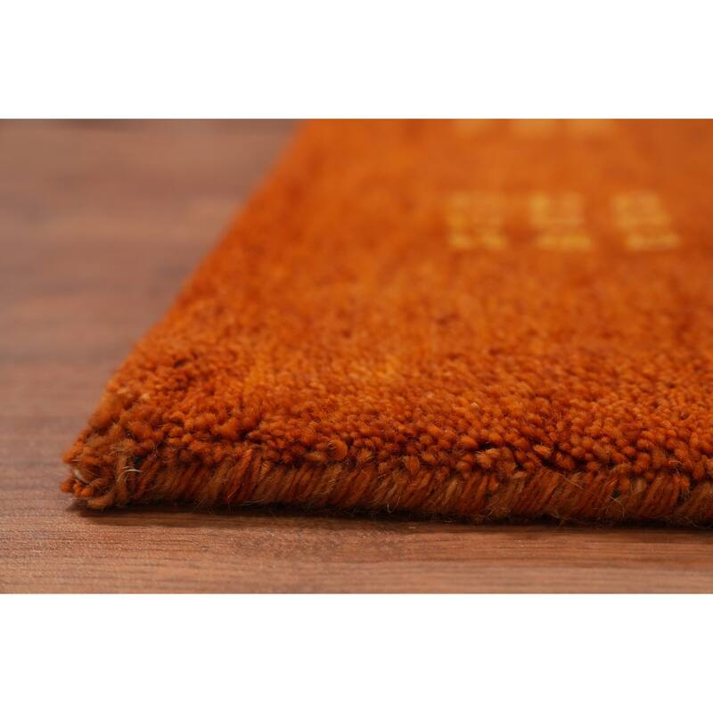 Hand Knotted Oriental 100% Wool Carpet Modern Geometric Oranges & Rust Gabbeh Area Rug - 5' 11'' X 4' 1''