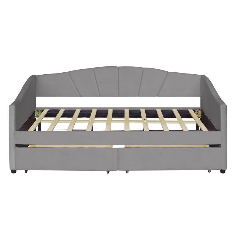 Elegant Twin Daybed with Velvet Upholstery, Drawers for Storage, and Sturdy Frame