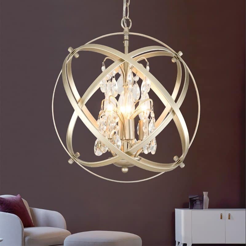 Maxax 4-Light Unique/Statement Globe Chandelier with Crystal