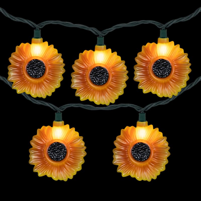 Sunflower Patio Light Set - 6' Green Wire - 10ct