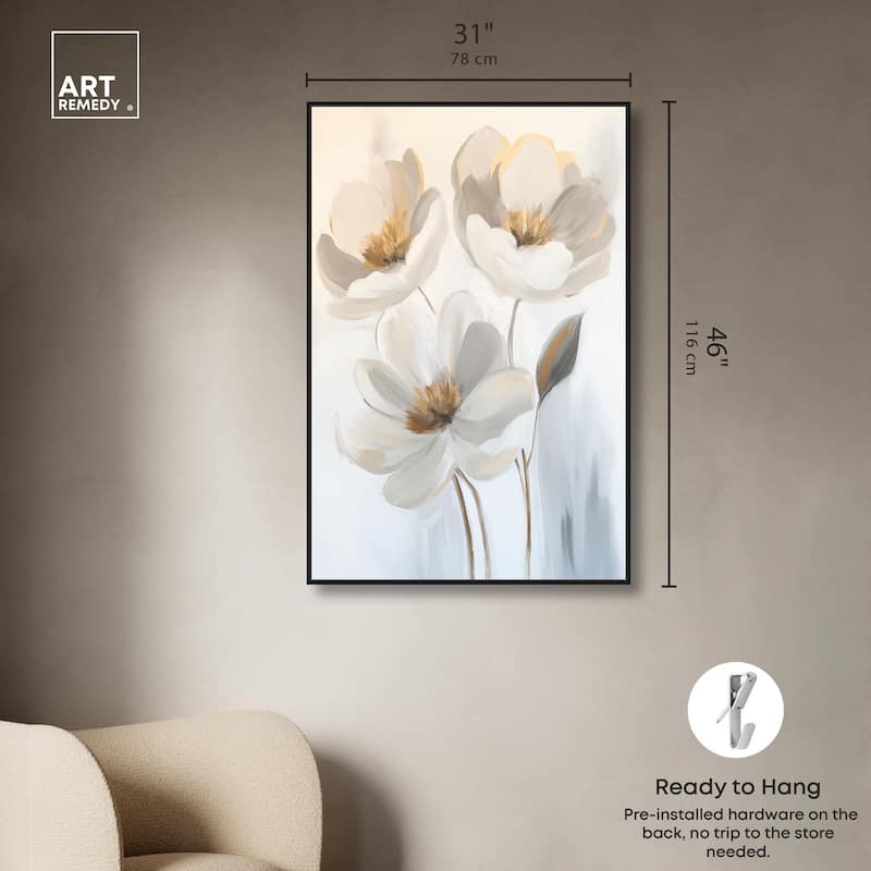 Silvered Flora I Canvas by Art Remedy