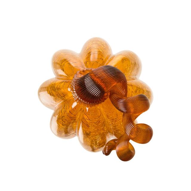 Glitzhome Amber Crackle Handblown Decorative Glass Pumpkins