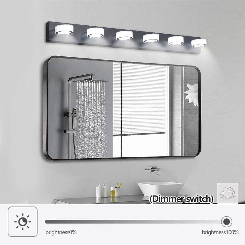 45" Modern 6-Light LED Vanity Light, Sleek Bathroom Wall Light Fixture for Mirror, Shower, and Bathroom Decor