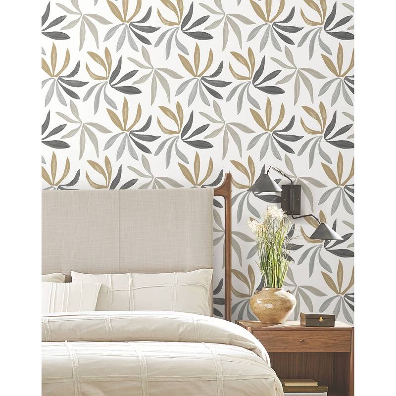 York Wallcoverings Little Garden Graphite and Gold Wallpaper