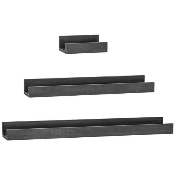 American Art Decor Floating U Wooden Wall Shelves Set Of 3 Black Overstock American Art Decor Floating U Wooden Wall Shelves Set Of 3 Black Overstock