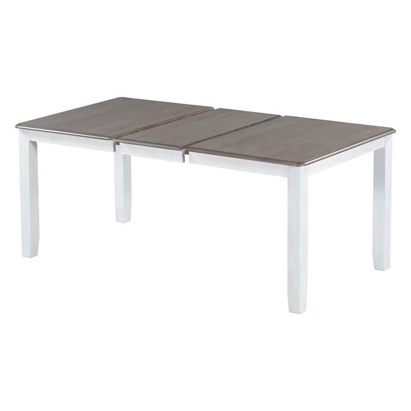 Retro Style 7-Piece Dining Table Set with Extendable Table and 6 Upholstered Chairs