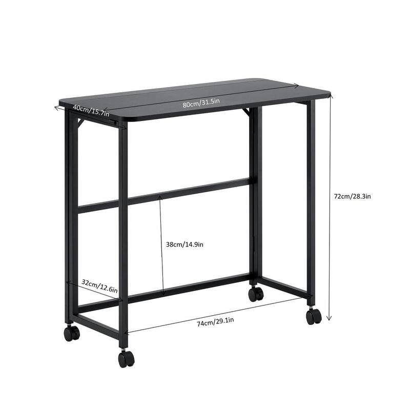 Black Small Foldable Desk,Writing Computer Desk in Home Office