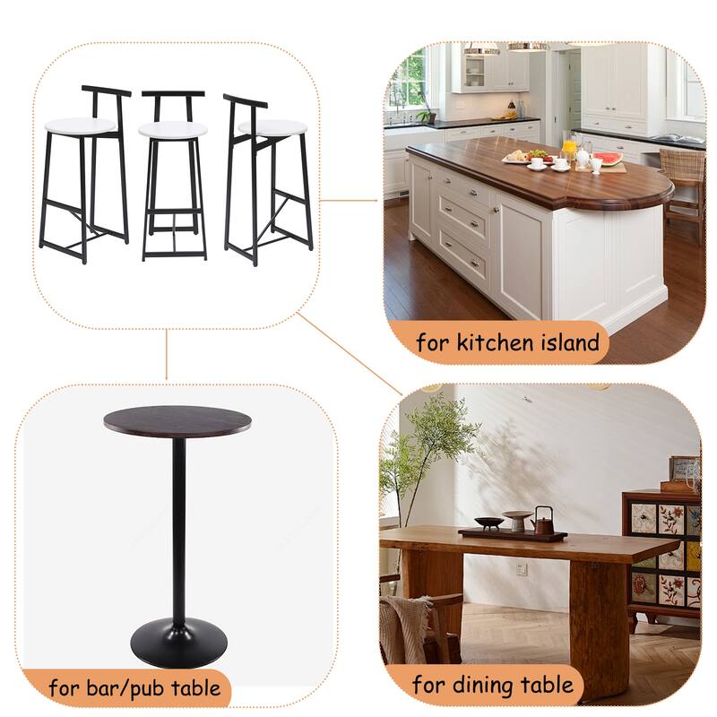 Bar Stools Kitchen Island Bar Chairs Set Of 3 Metal Counter Barstools With Backrest For Dining Pub Room