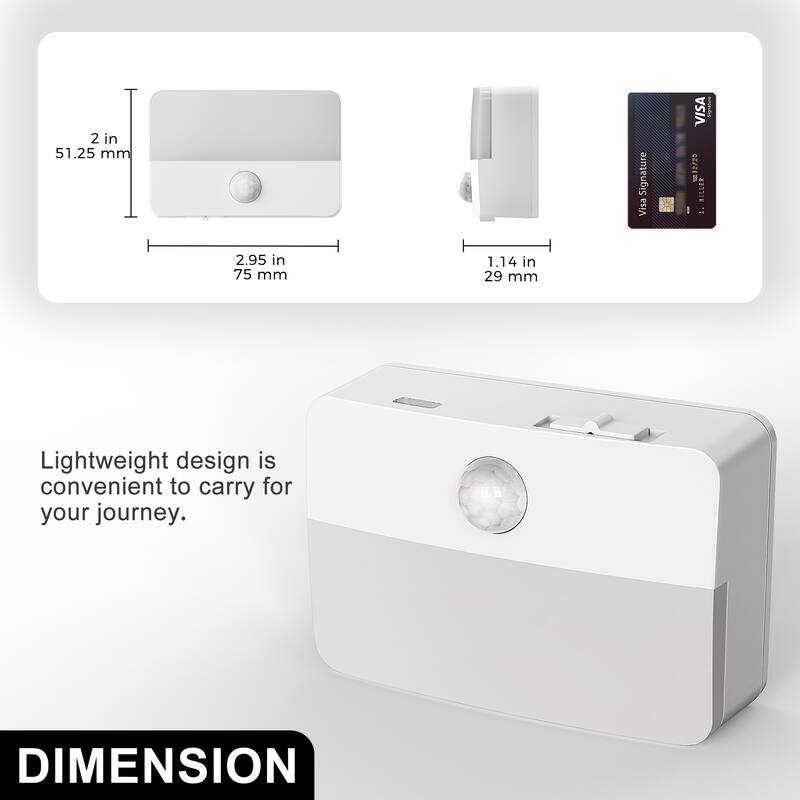 YANSUN 2-Pack Battery-Powered Motion Sensor Night Light, 5V 14500 500mAh