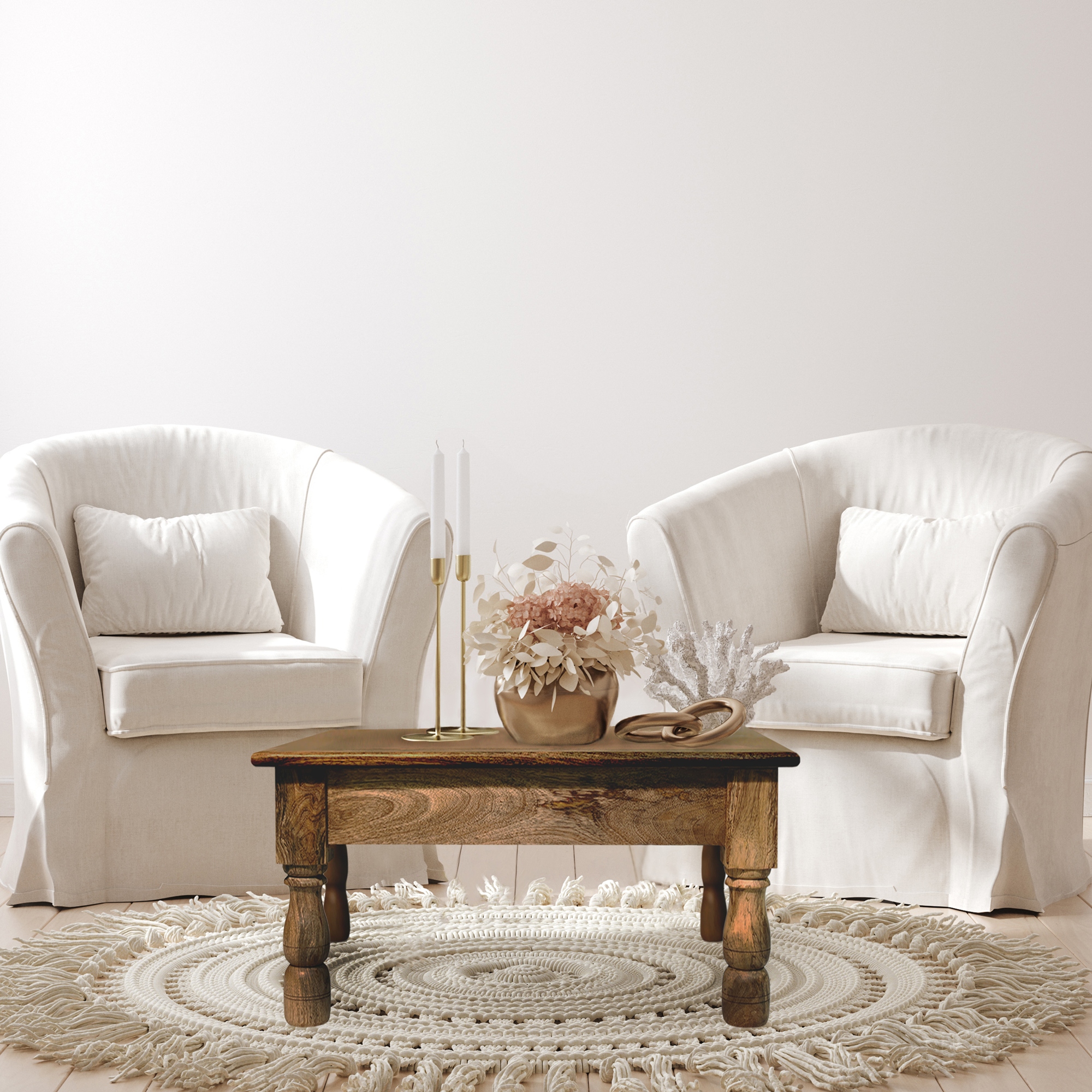 Mango wood square coffee table best sale