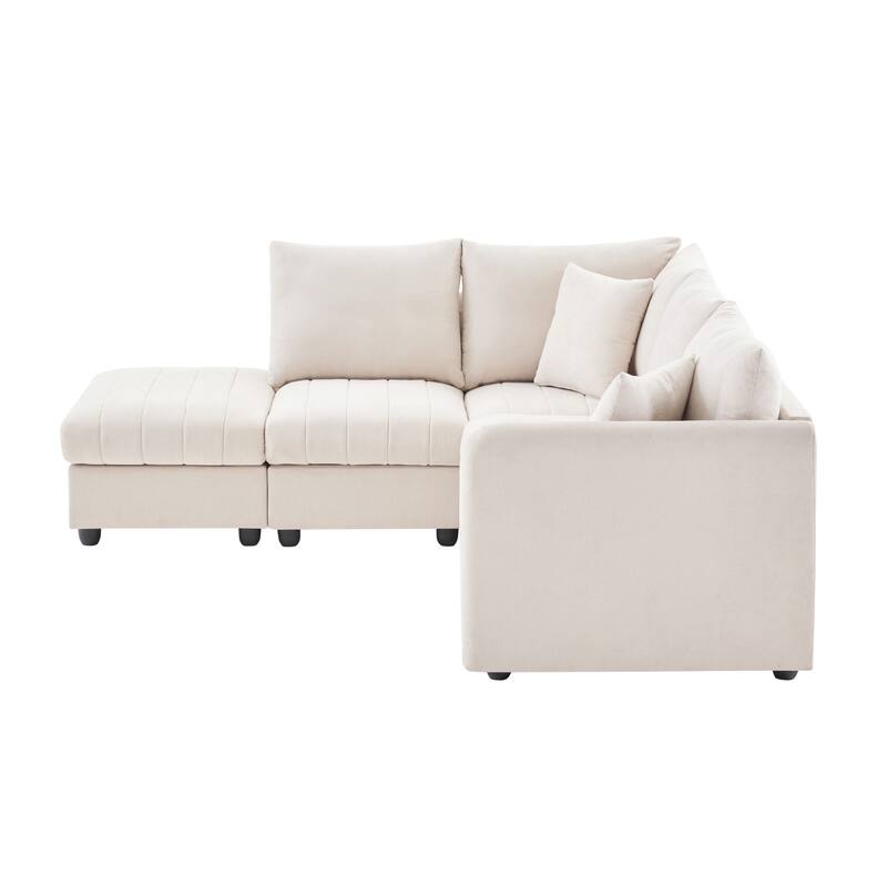 L-Shaped Modular Sectional Sofa, Upholstered Deep Seat Cloud Couch