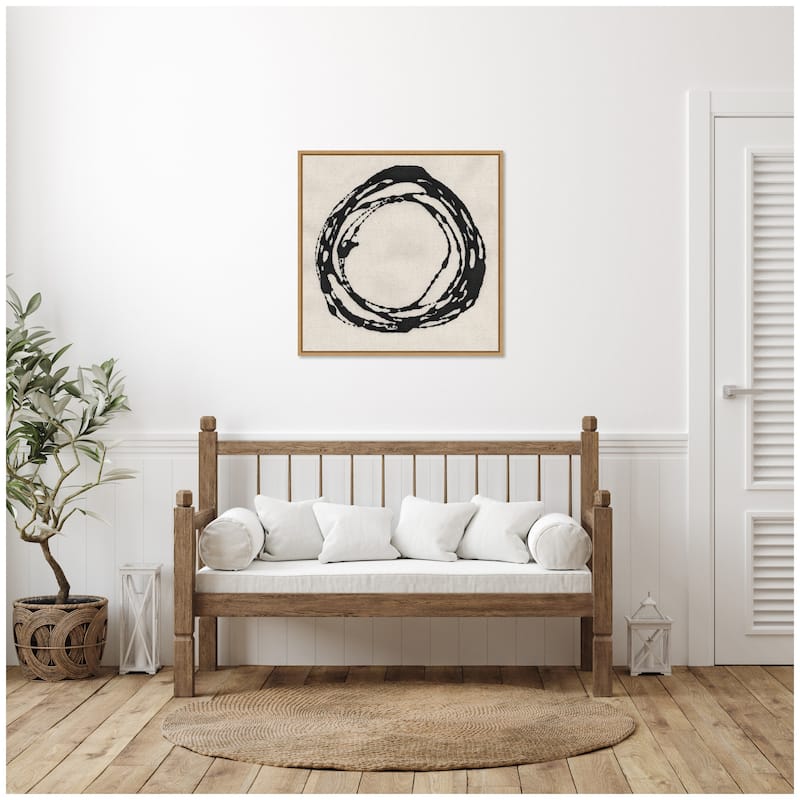Kate and Laurel Sylvie Flowing Circle Abstract 2 Framed Canvas by The Creative Bunch Studio