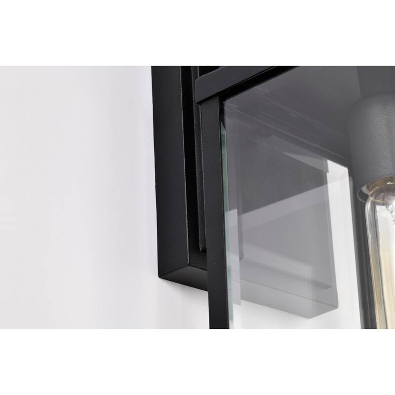 Luca Small Outdoor Lantern Sand Black Finish Clear Beveled Glass - Sand Black
