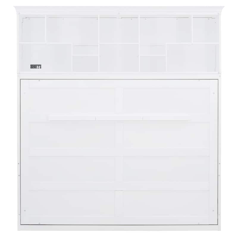 Modern Queen Size Murphy Bed with Top Shelves and USB