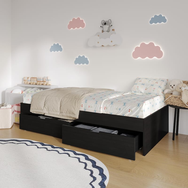 CraftPorch Wooden Twin Mates Bed with Storage