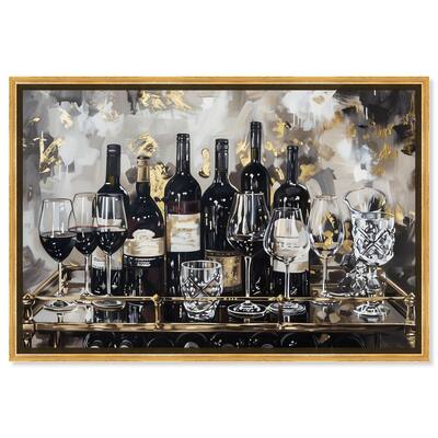 Notoriart Now Serving Champagne Framed Bar Cart Art For Men