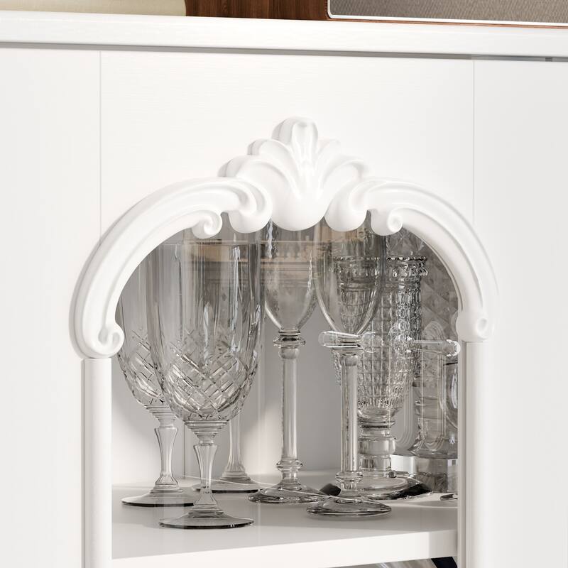 Modern Kitchen Pantry Cabinet Freestanding Storage Cabinet White Brown