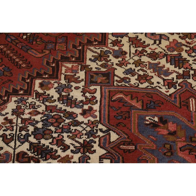 Hand Knotted Oriental 100% Wool Carpet Traditional Medallion Red Heriz Area Rug - 12' 8'' X 9' 10''