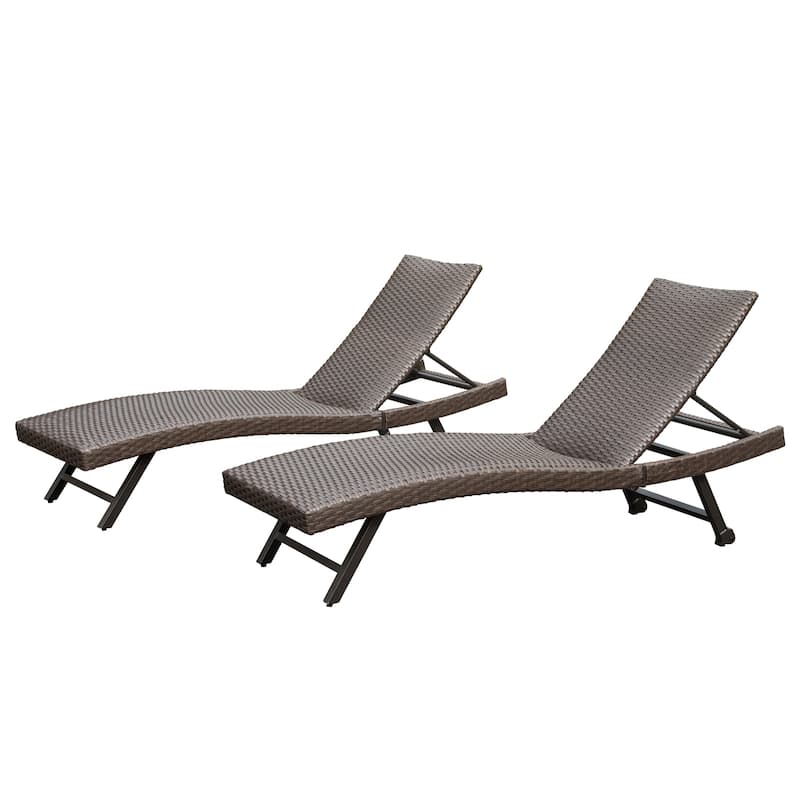 2-Piece Aluminum Wicker Outdoor Chaise Lounge