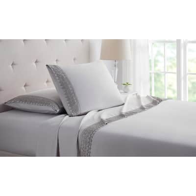 Bamboo Comfort Lace Crochet Embroidery 4 Piece Sheet Set