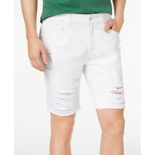 ripped white denim shorts mens