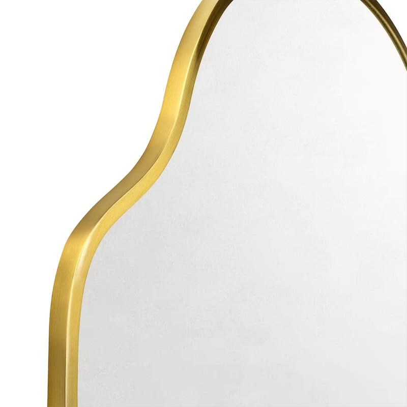 TEHOME Vallia Brushed Gold Asymmetrical Irregular Wall Mirror ,22''x 34'' Unique Brass Frame Wall Mounted Mirror for Bathroom