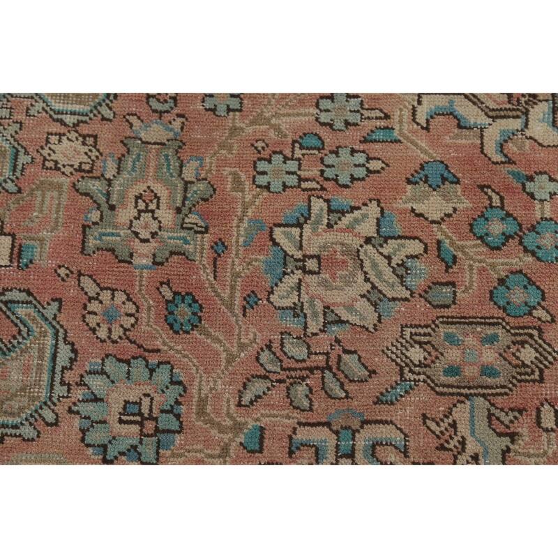 Pink Distressed Tabriz Persian Area Rug Hand-Knotted Wool Carpet - 6'8" x 9'0"