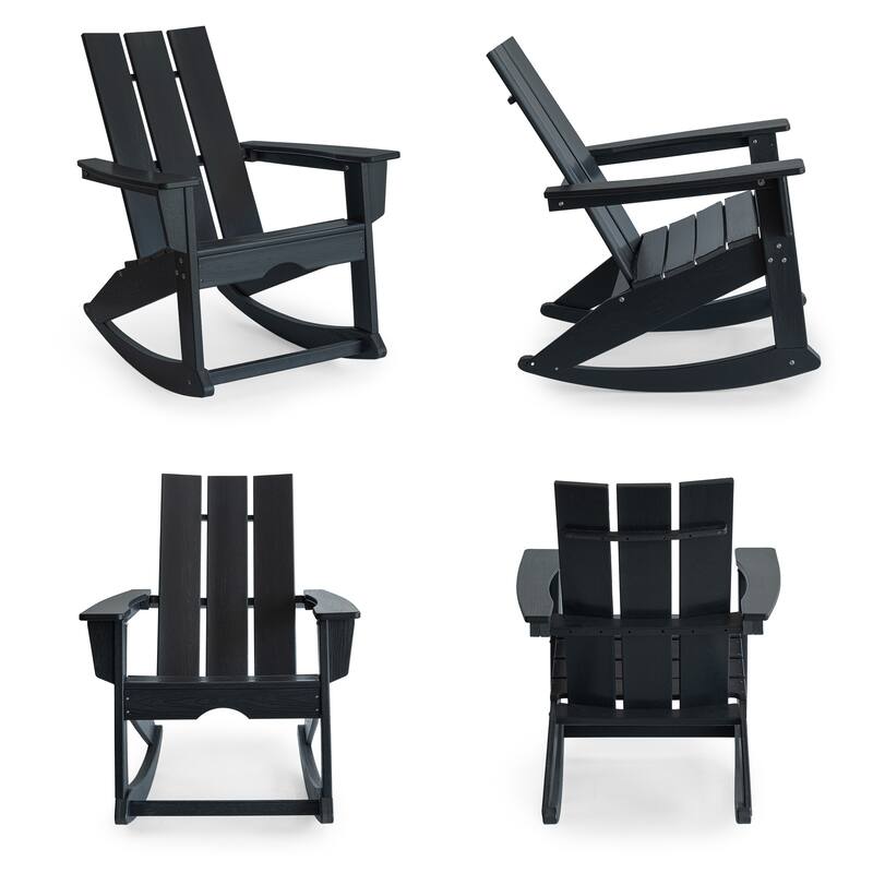 Modern Outdoor Adirondack Rocking Chair,Patio Rocker Chair,All Weather HDPE Plastic Adirondack Rocker for Poolside, Lawn, Garden