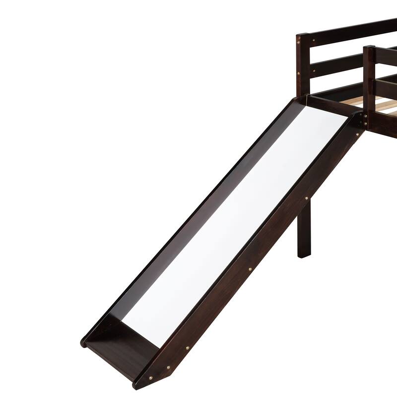 Espresso Twin Solid Wood Loft Bed with Multifunctional Design