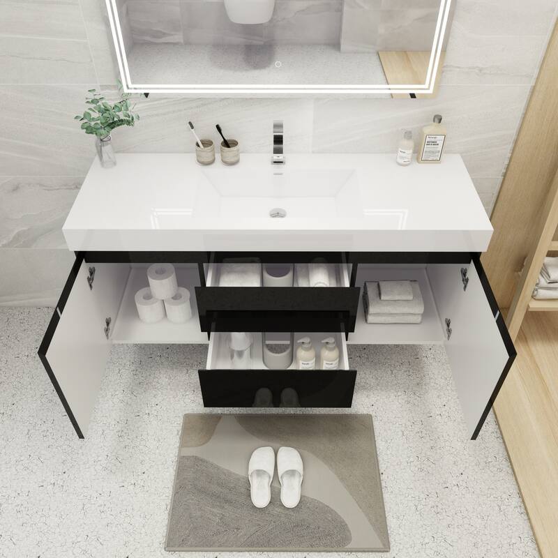Baillie 60'' Wall-Mounted Vanity with Single Reinforced Acrylic Sink