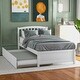 preview thumbnail 1 of 8, Twin Size Wood Platform Bed with Trundle for Efficient Space Use and Elegant Bedroom Design White
