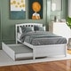 preview thumbnail 2 of 8, Wood Platform Bed with Trundle - Minimalistic, Stylish Frame in White Finish, White