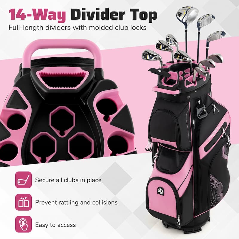 Gymax Golf Cart Bag Molded Lock Top Golf Bag w/14-Way Full Length