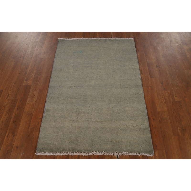 Modern Tribal Gabbeh Oriental Rug Handmade Green Wool Carpet - 2'9" x 4'0"